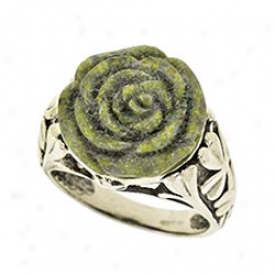 Connwmara Marble Carved Rose Ring Size 6-rose