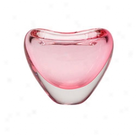 Hand-blown Glass Heart-shaped Vase Pink