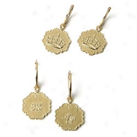 Keep Calm & Carry On Earrings Gold