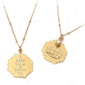 Keep Calm & Carry On Necklace Gold