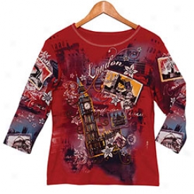 London Ladies T-shirt Large-red