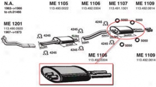 1963-1966 Mercedes Benz 230sl Muffler Ansa Mercedes Benz Muffler Me1107 63 64 65 66