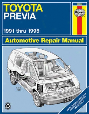1991-1995 Toyota Previa Redress Manual Haynes Toyota Repair Manual 92080 91 92 93 94 95