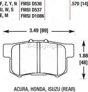 1997-2001 Acura Integra Brake Pad Set Hawk Acura Brake Pad Flow Hb145n.570 97 98 99 00 01