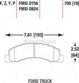 1999-2004 Ford F-250 Super Duty Brake Pad Set Hawk Ford Bake Pad Set Hb302p.700 99 00 01 02 03 04