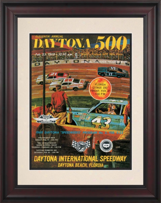 11th Annual 1969 Daytona 500 Framed 10.5 X 14 Program Print