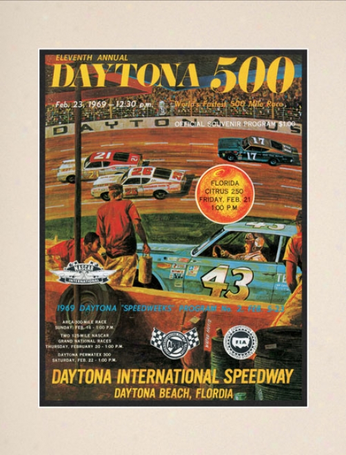 11th Annual 1969 Daytona 500 Matted 10.5 X 14 Program Print