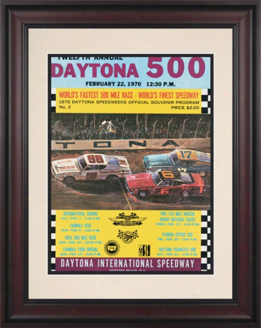 12th Annual 1970 Daytona 500 Framed 10.5 X 14 Program Print