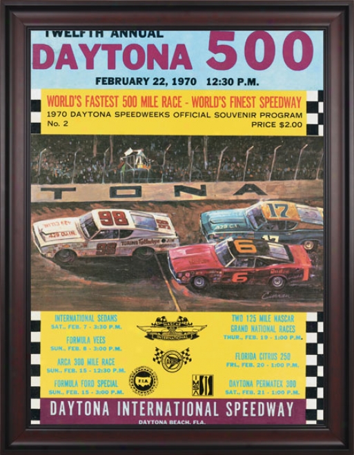 12th Annual1 970 Daytona 500 Framed 36 X 48 Program Print