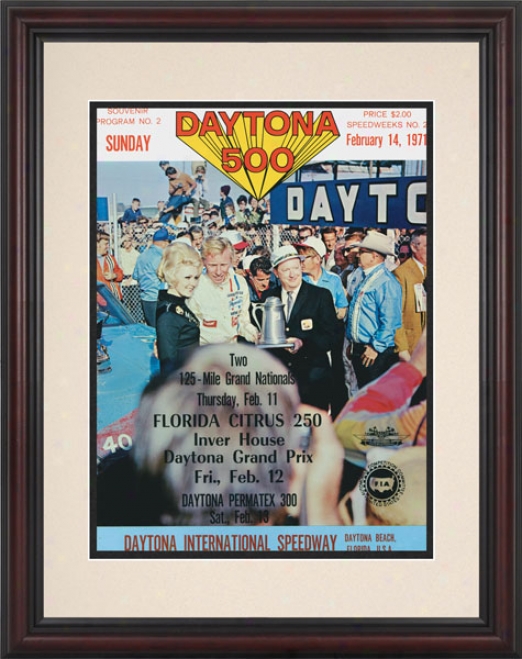 13th Annual 1971 Daytona 500 Framed 8.5  X 11 Program Print