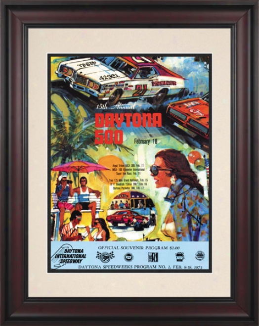 15th Annual 1973 Daytona 500 Framed 10.5 X 14 Program Print