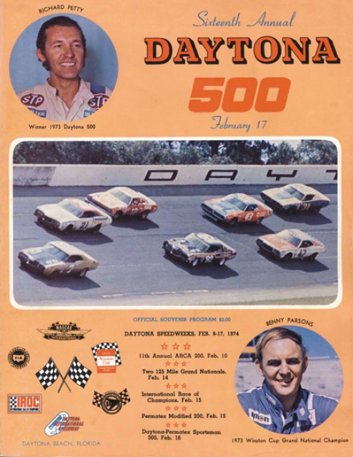 16th Annual 1974 Daytona 500 Canvas 36 X 48 Program Print