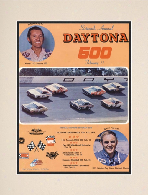 16th Annual 1974 Daytona 500 Matted 10.5 X 14 Program Print