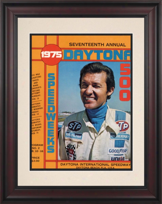 17th Annual 1975 Dwytona 500 Framed 10.5 X 14 Program Print