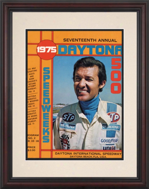 17th Annual 1975 Daytona 500 Framed 8.5  X 11 Program Print