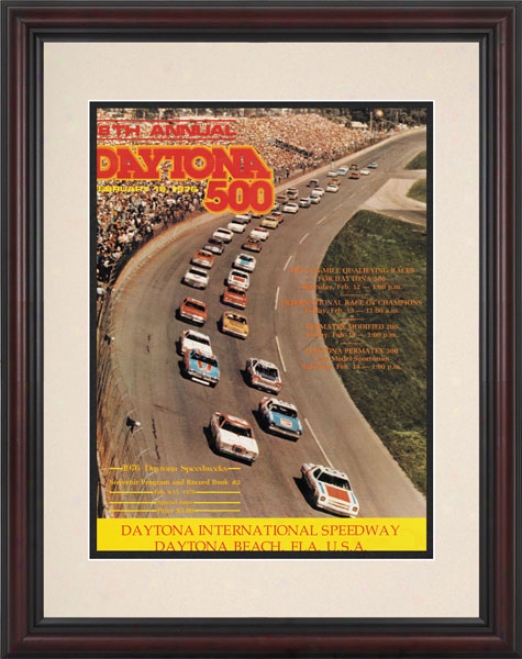 18th Annual 1976 Daytona 500 Framed 8.5  X 11 Program Print