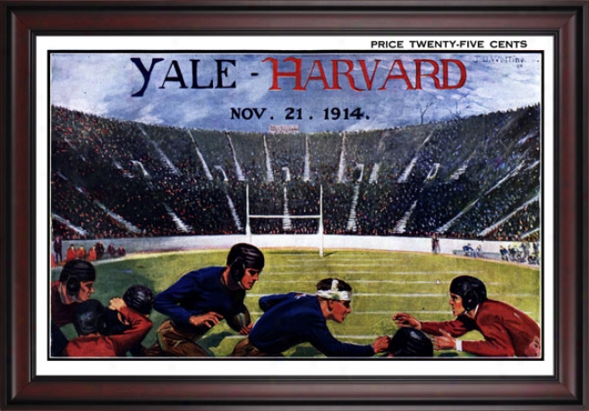 1914 Yale Bulldogs Vs. Harvard Crimson 36 X 48 Framed Canvas Historic Football Print