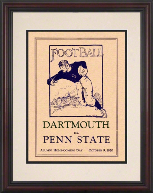 1920 Penn State Nittany Lions Vs Dartmouth Big Green 8.5 X 11 Framed Historic Football Poster