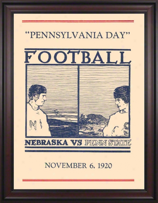 1920 Penn State Nittany Lions Vs Nebraska Cornhuskers 36 X 48 Framed Canvas Historci Football Poster