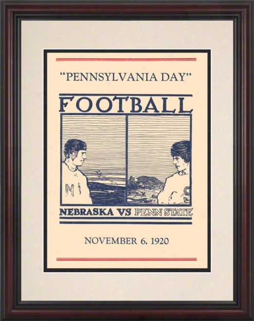 1920 Penn State Nittany Lions Vs Nebraska Cornhuskers 8.5 X 11 Framed Historic Football Poster