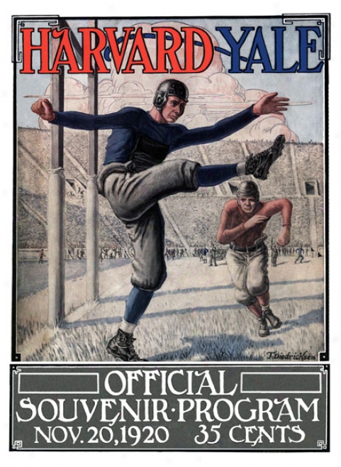 1920 Yale Bulldogs Vs. Harvard Crimson 36 X 48 Canvas Historic Football Print