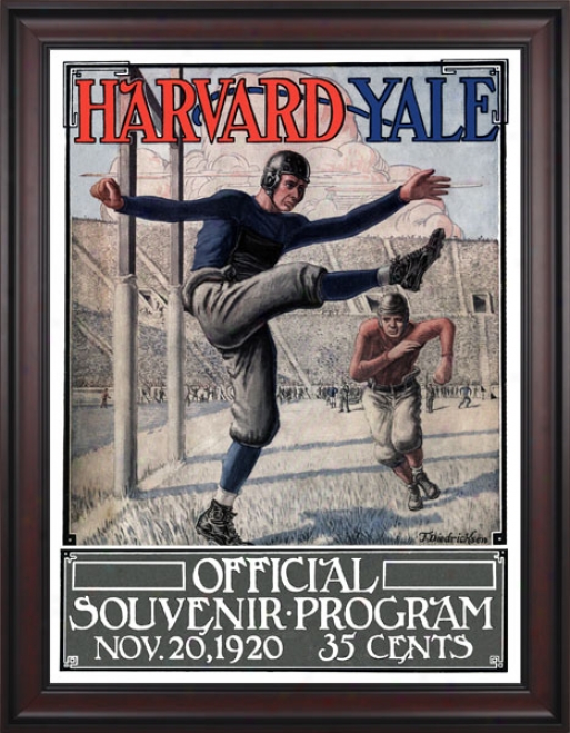 1920 Yale Bulldogs Vs. Harvard Crimson 36 X 48 Framed Canvas Historic Football Print