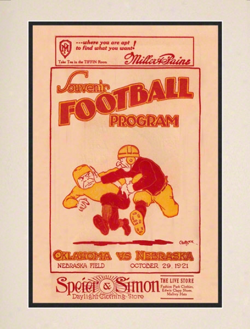 1921 Nebraska Vs Oklahoma 10.5x14 Matted Historic Football Print