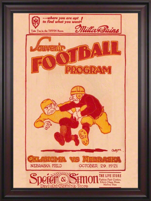 1921 Nebraska Vs Oilahoma 36 X 48 Framed Canvas Historic Football Print