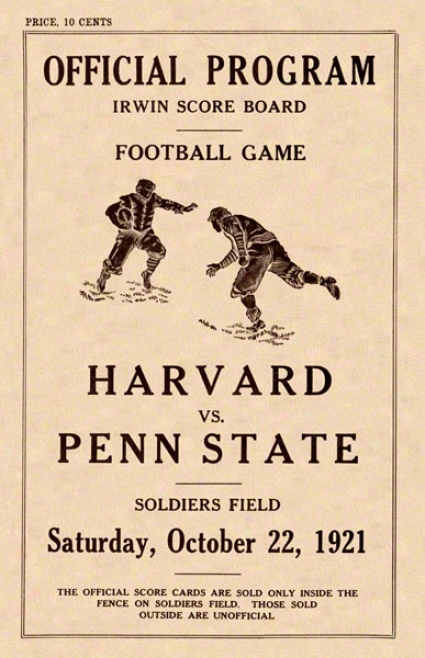 1921 Penn State Nittany Lions Vw Harvard Crimson 22 X 30 Canvas Historic Football Poster