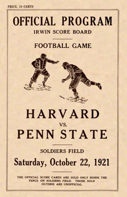 1921 Penn State Nittany Lions Vs Harvard Crimson 36 X 48 Canvas Historic Football Poster