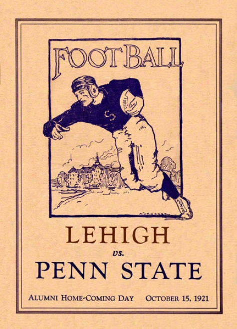 1921 Penn Sttae Nittany Lions Vs Lehigh Mountain-hawks 22 X 30 Canvas Historic Football Poster