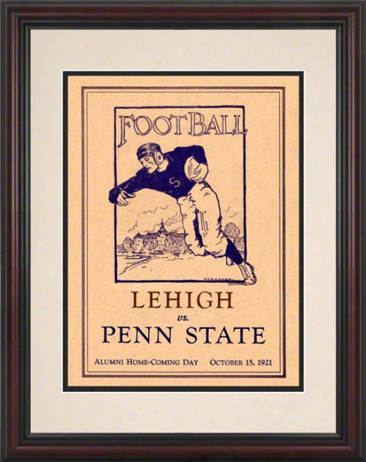 1921 Penn State Nittany Lions Vs Lehigh Mountain-hawks 8.5 X 11 Framed Historic Football Poster