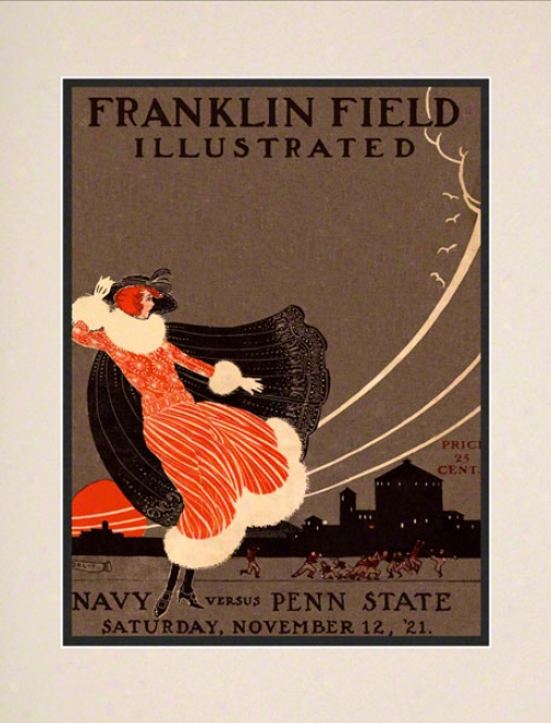 1921 Penn State Nittany Lions Vs Navy Midshipmen 10 1/2 X 14 Matted Historic Football Poster
