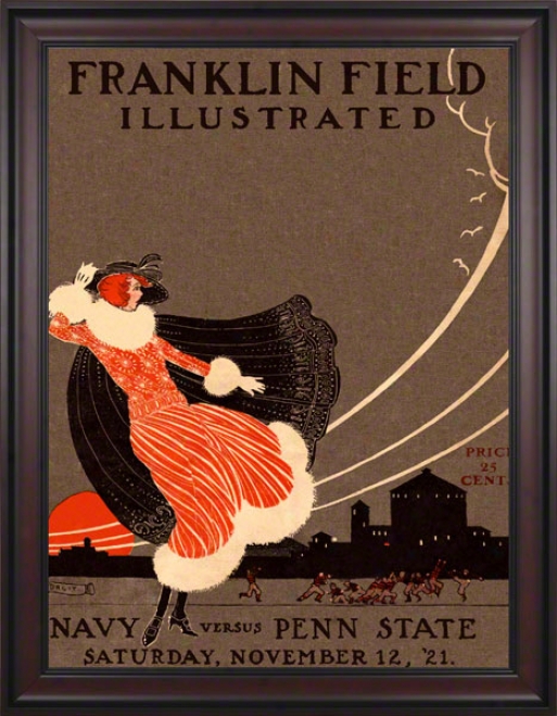 1921 Penn State Nittany Lions Vs Navy Midshipmen 36 X 48 Framed Canvas Historicc Football Postrr