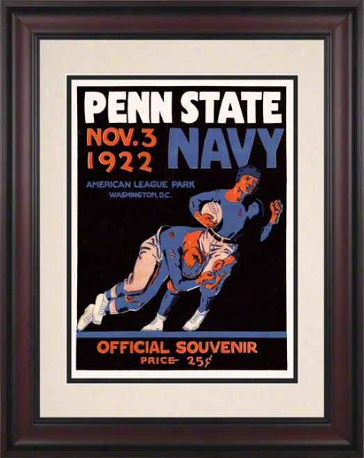 1922 Navy Midshipmen Vs Penn State Nittany Lions 10 1/2 X 14 Framed Historic Football Poster