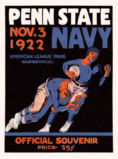 1922 Navy Midshipmen Vs Penn State Nittany Lions 22 X 30 Canvas Historic Football Poster