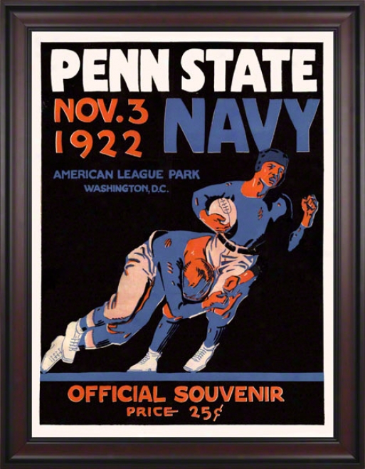 1922 Navy Midshipmen Vs Penn State Nittany Lions 36 X 48 Framed Canvas Historic Football Poster