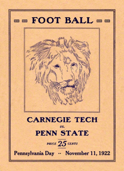 1922 Penn State Nittany Lions Vs Carnegie Tech 22 X 30 Canvas Hstoric Football Poster