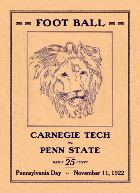 1922 Penn State Nittany Lions Vs Carnegie Tech 36 X 48 Canvas Historic Football Poster