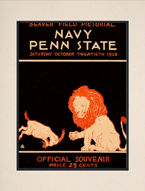 1923 Penn State Nittany Lions Vs Navy Midshipmen 10 1/2 X 14 Matted Historic Football Poster