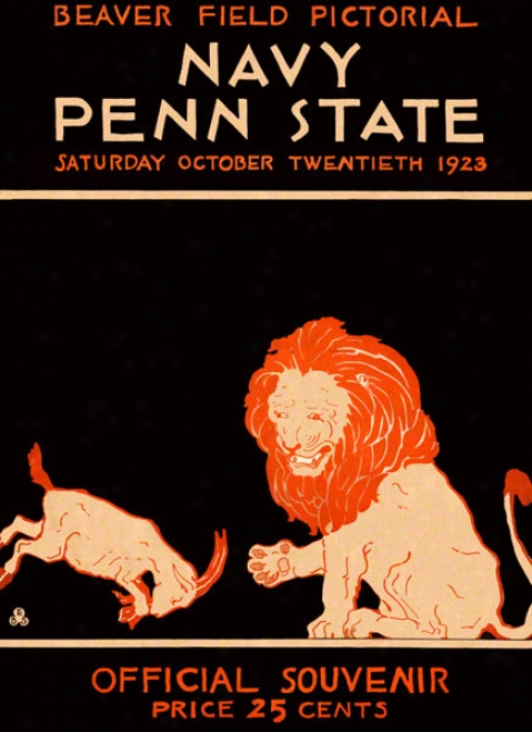 1923 Penn State Nittany Lions Vs Navy Midshipmen 36 X 48 Canvas Historic Football Poster