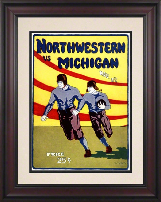 1924 Michigan Vs. Northwestern 10.5x14 Framed Historic Football Print