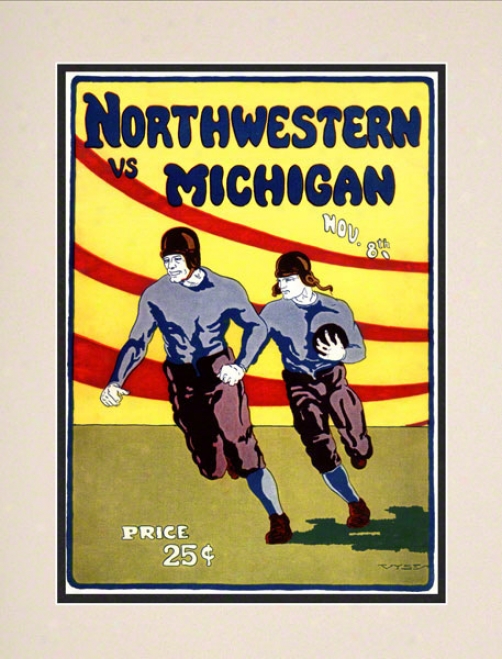 1924 Michigan Vs. Northwestern 10.5x14 Matted Historic Football Print