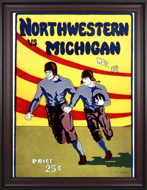 1924 Michigan Vs. Northwestern 36 X 48 Framed Caanvzs Historic Football Print