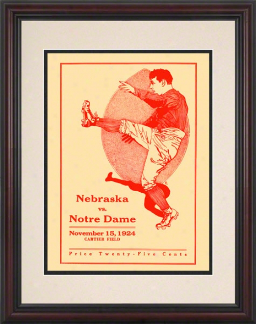 1924 Nebraska Cornhuskers Vs Notre Dame Fighting Irish 8.5 X 11 Framed Historic Football Poster