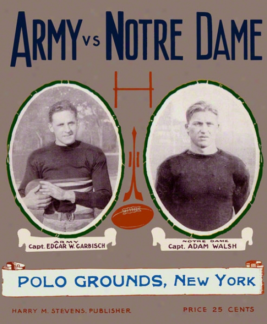 1924 Notre Dame Fighting Irish Vs Army Black Knights 22 X 30 Canvas Historic Football Poster