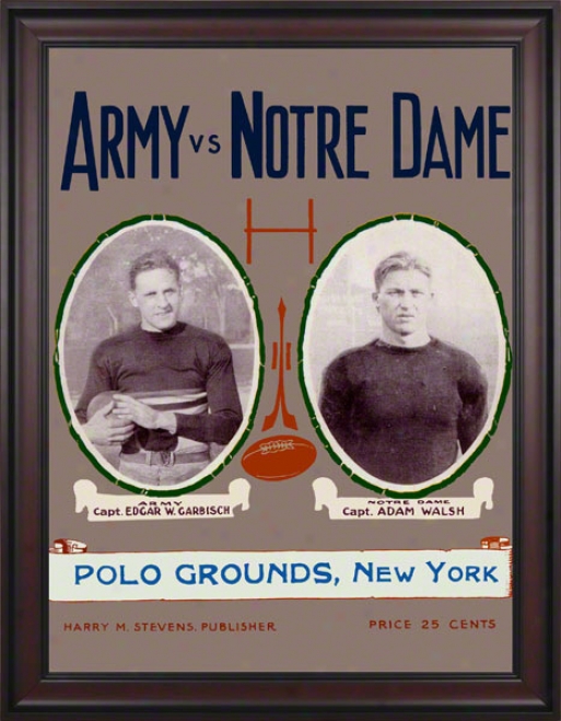 1924 Notrd Dame Fighting Irish Vs Army Black Knights 36 X 48 Framed Canvas Historic Football Poster