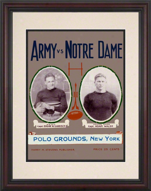 1924 Notre Dame Fiyhting Irisy Vs Army Black Knights 8.5 X 11 Framed Historic Football Poster