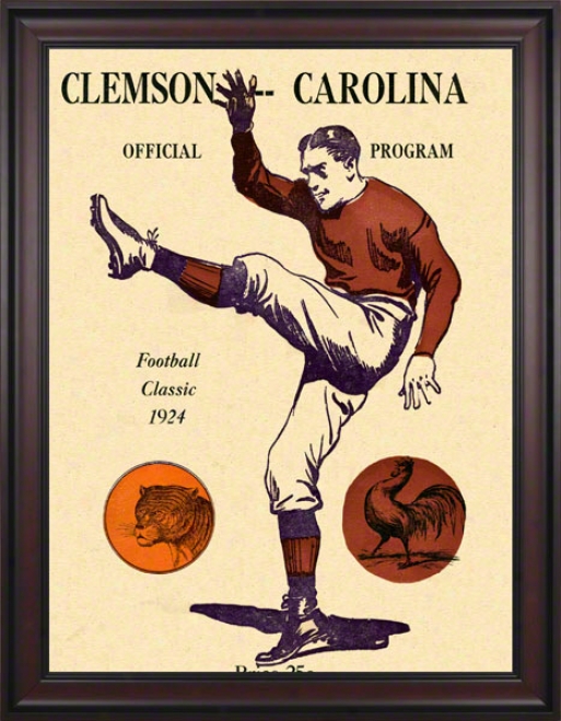 1924 South Carolina Vs. Clemson 36 X 48 Framed Canvas Historic Football Print