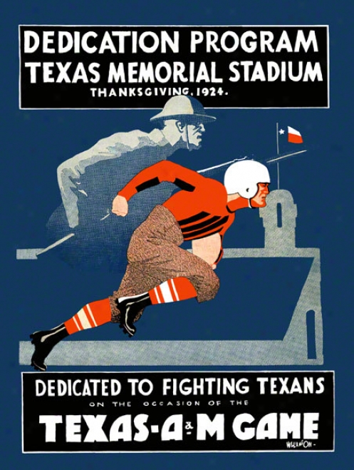 1924 Texas Vs. Tsxas A&m 22 X 30 Canvas Historic Football Print